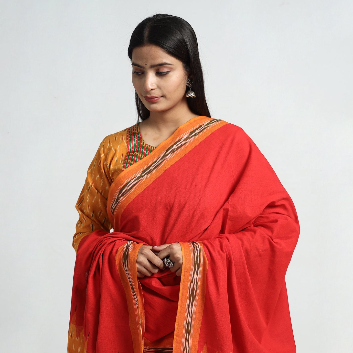Pochampally Ikat Kurta with Palazzo & Dupatta Set