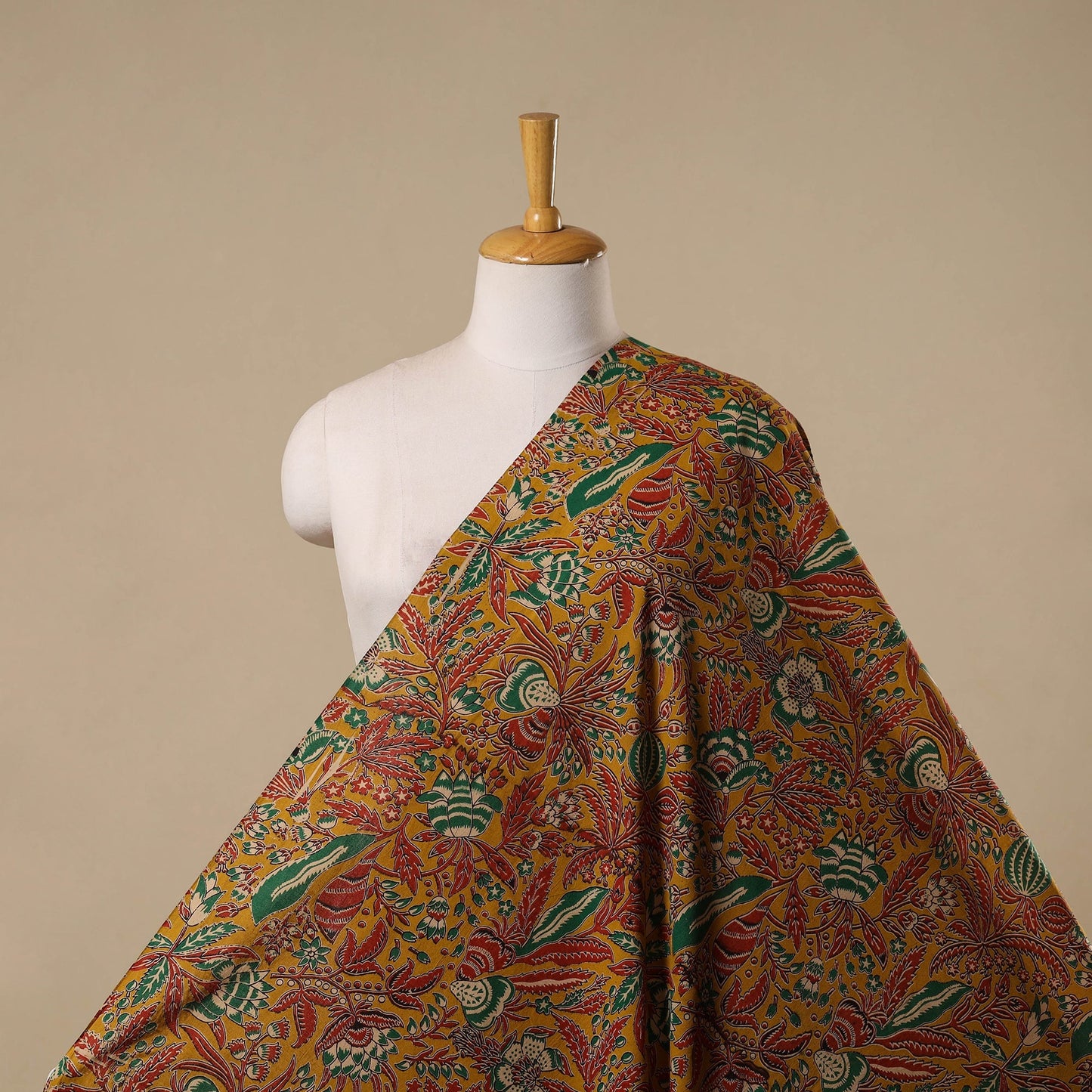 Printed cotton kalamkari fabric 37 - handcrafted