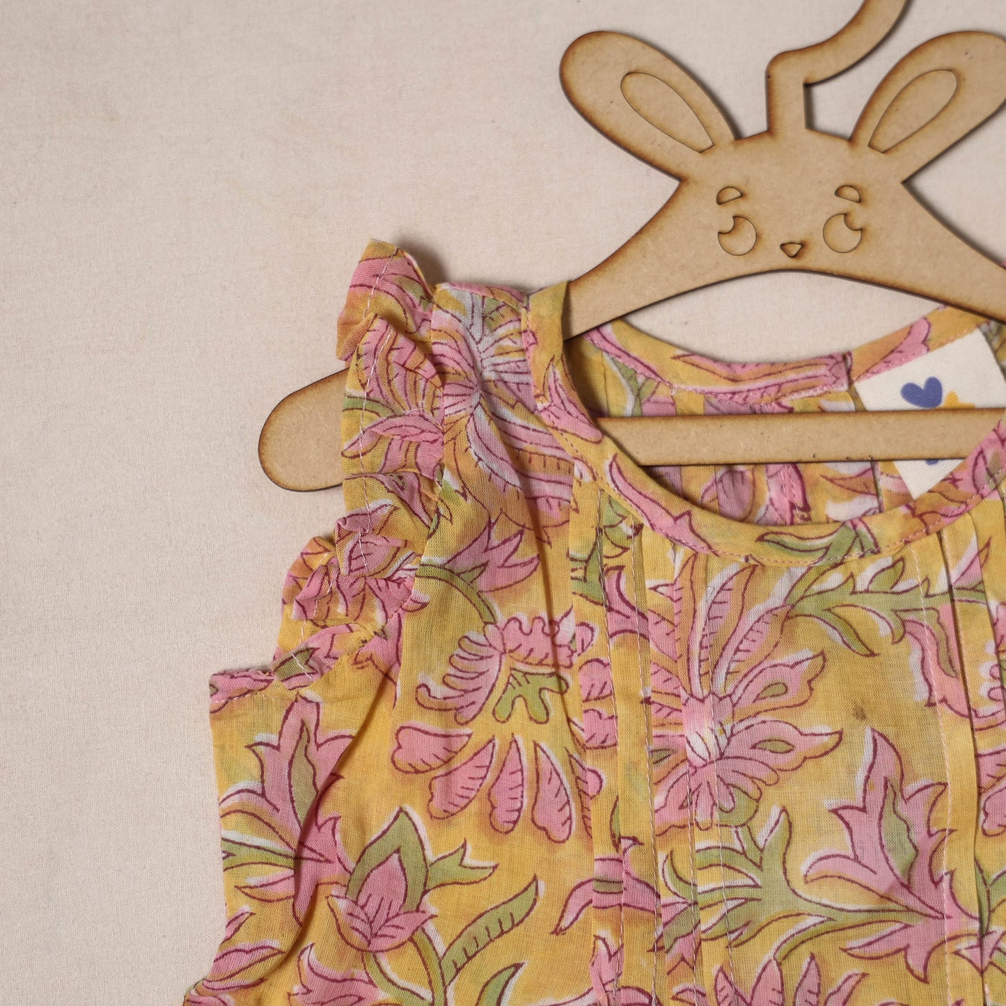 Yellow - pure cotton baby girls floral top & shorts (6-12