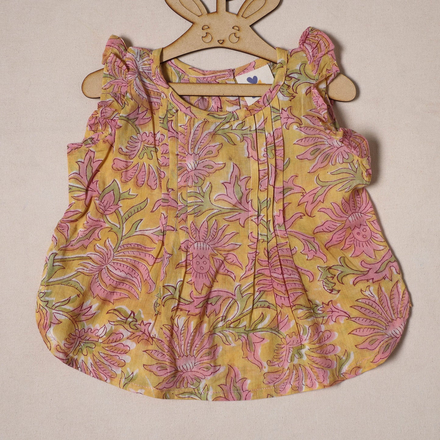 Yellow - pure cotton baby girls floral top & shorts (6-12