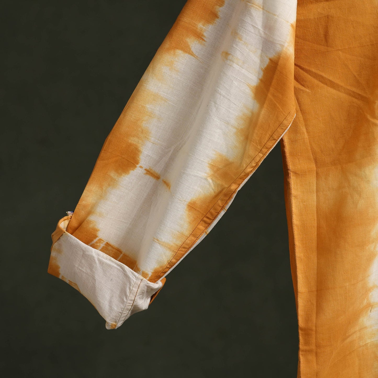 Yellow - pure cotton full sleeve tie-dye men shibori shirt