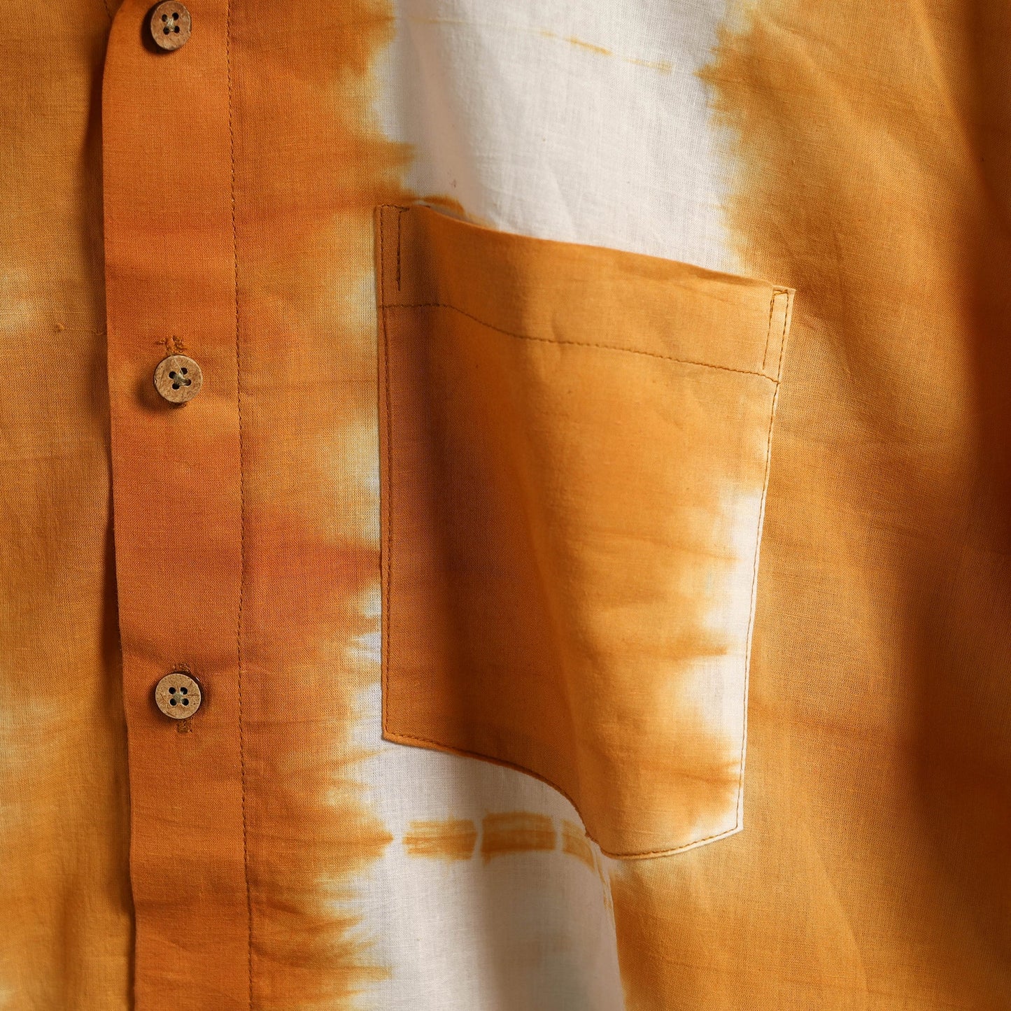 Yellow - pure cotton full sleeve tie-dye men shibori shirt