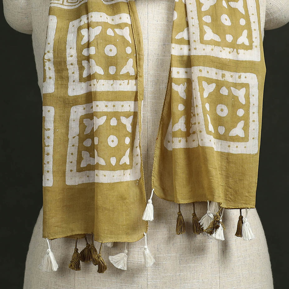 Pure mul cotton kutch hand block batik print stole