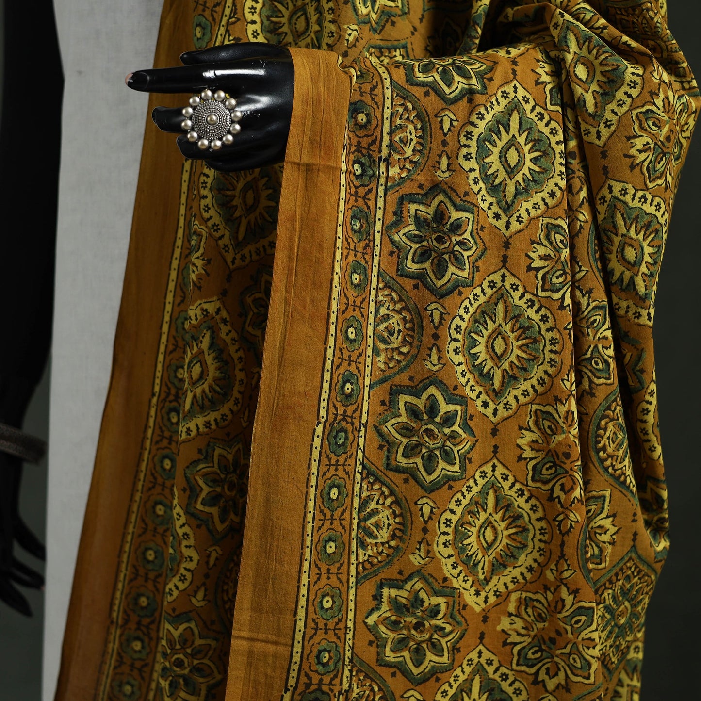 Yellow - pure mul cotton kutch hand block print natural