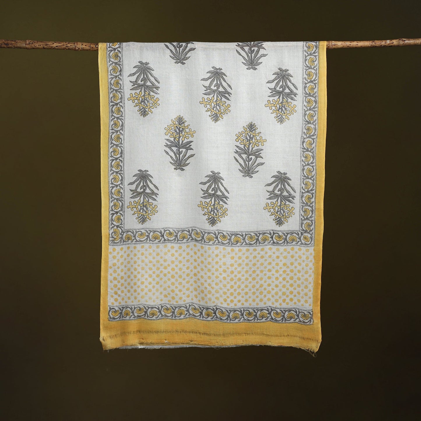 Pure wool hand sanganeri stole 29 - handcrafted