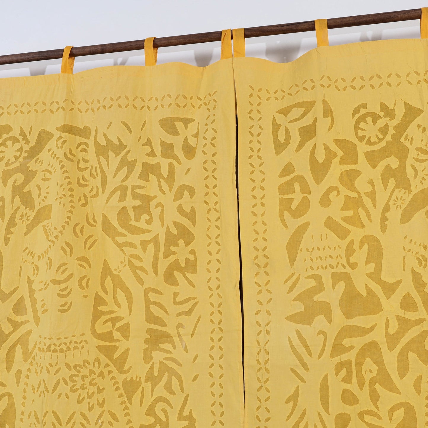 Yellow Queen Cutwork Cotton Barmer Applique Window Curtain