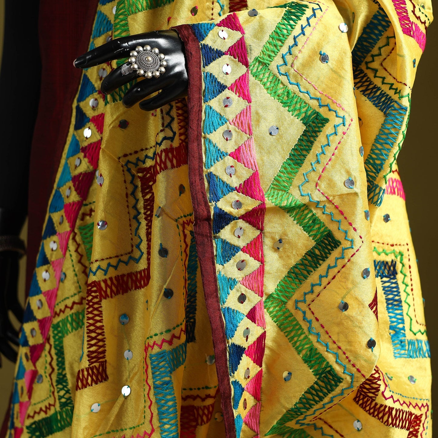 Ranihati chanderi silk zig zag hand embroidery dupatta 42