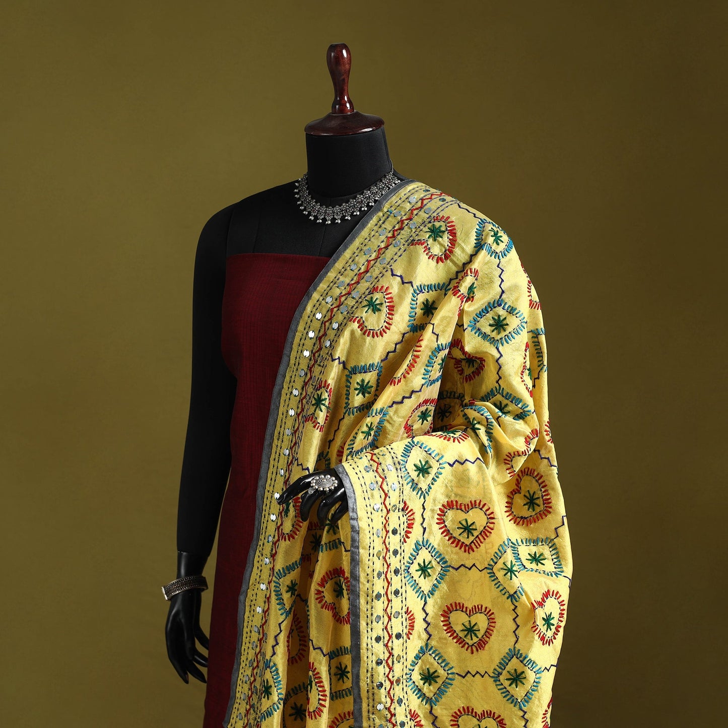 Ranihati chapa work chanderi silk hand embroidery dupatta