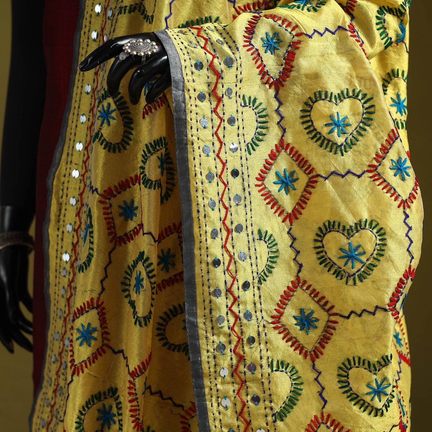 Ranihati chapa work chanderi silk hand embroidery dupatta