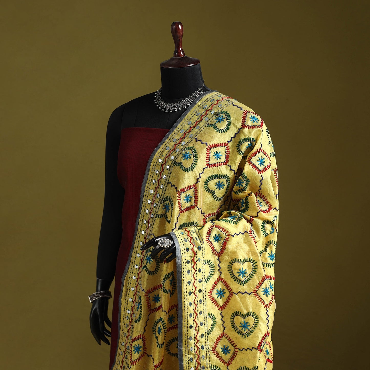 Ranihati chapa work chanderi silk hand embroidery dupatta