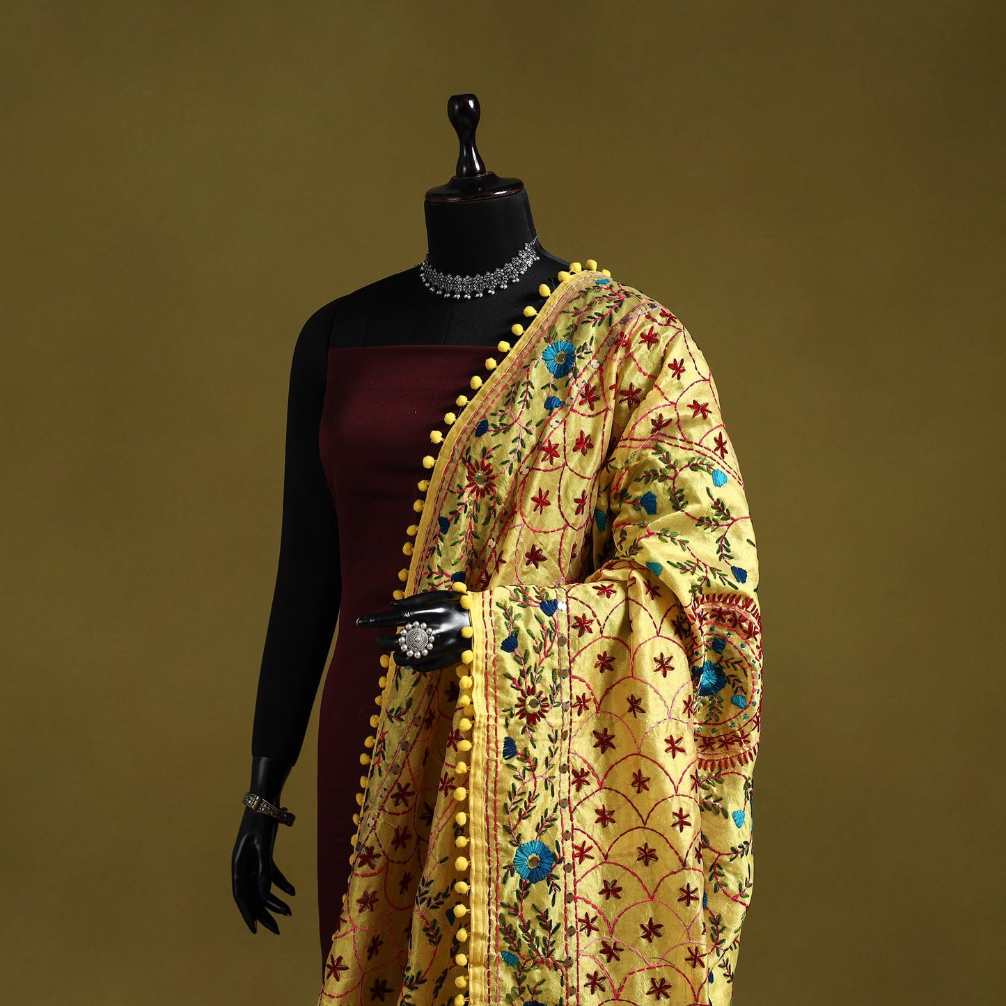 Ranihati chapa work chanderi silk hand embroidery dupatta