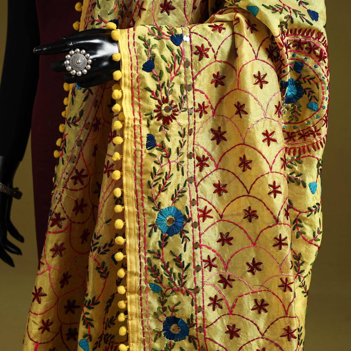 Ranihati chapa work chanderi silk hand embroidery dupatta