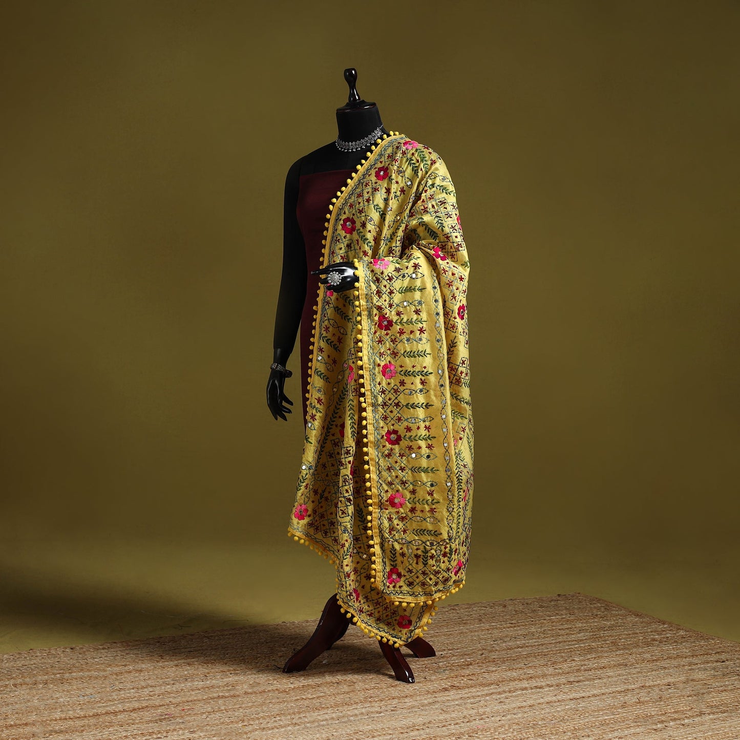 Ranihati chapa work chanderi silk hand embroidery dupatta