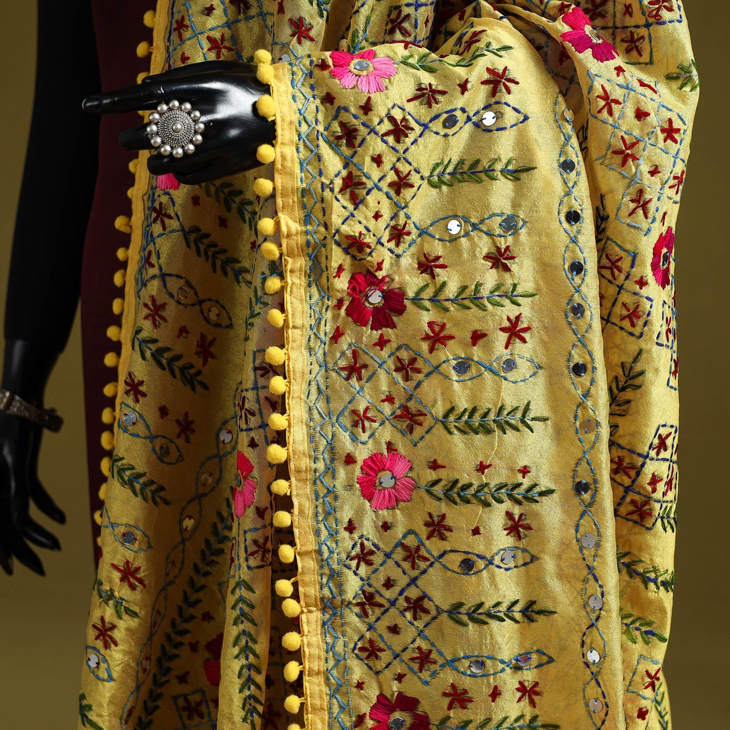 Ranihati chapa work chanderi silk hand embroidery dupatta