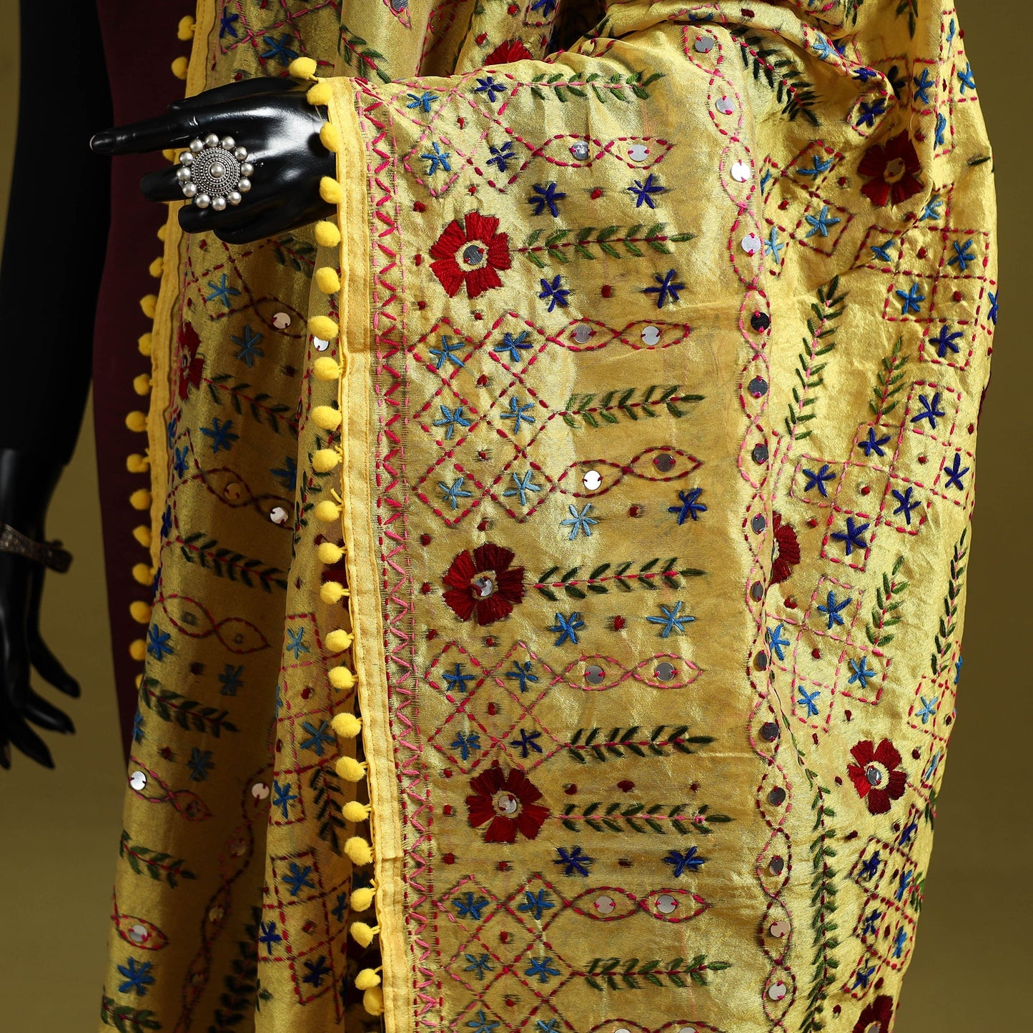 Ranihati chapa work chanderi silk hand embroidery dupatta