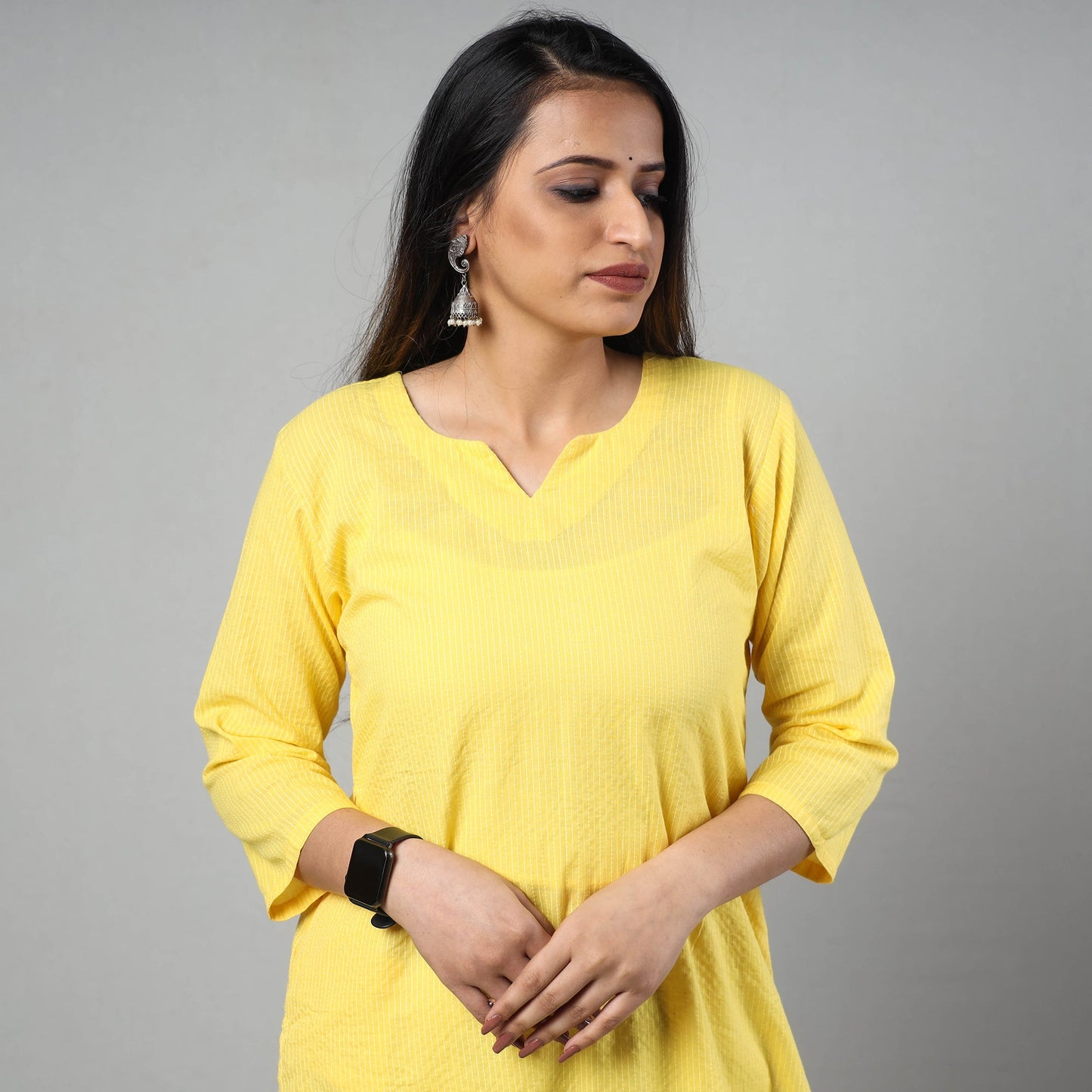 Running Stitch Cotton Long Kurta