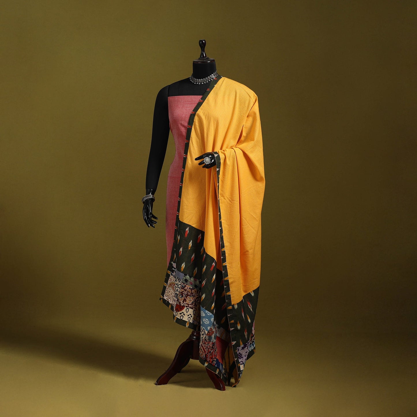 Running stitch with patchwork cotton dupatta 12
