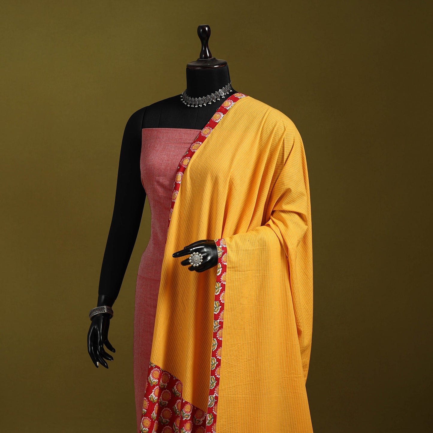 Running stitch with patchwork cotton dupatta 19