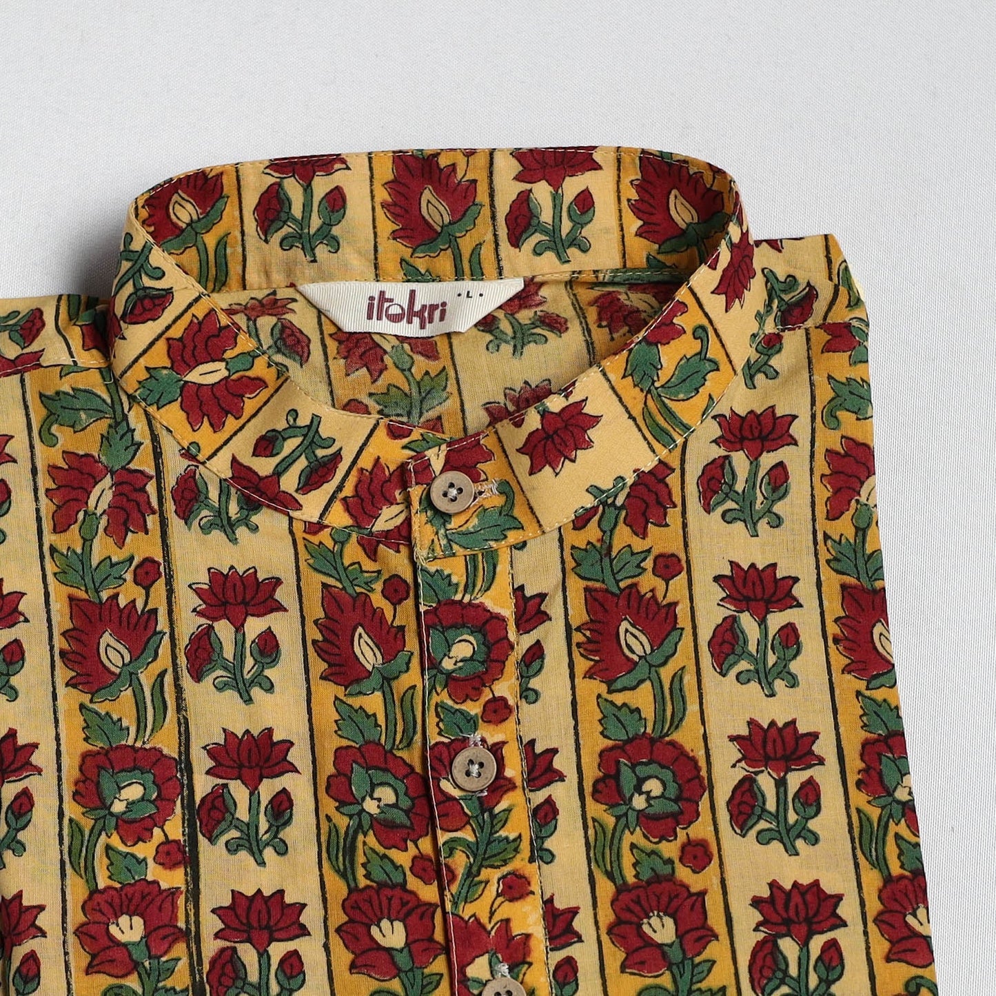 Sanganeri cotton long kurta for men 10 - handcrafted