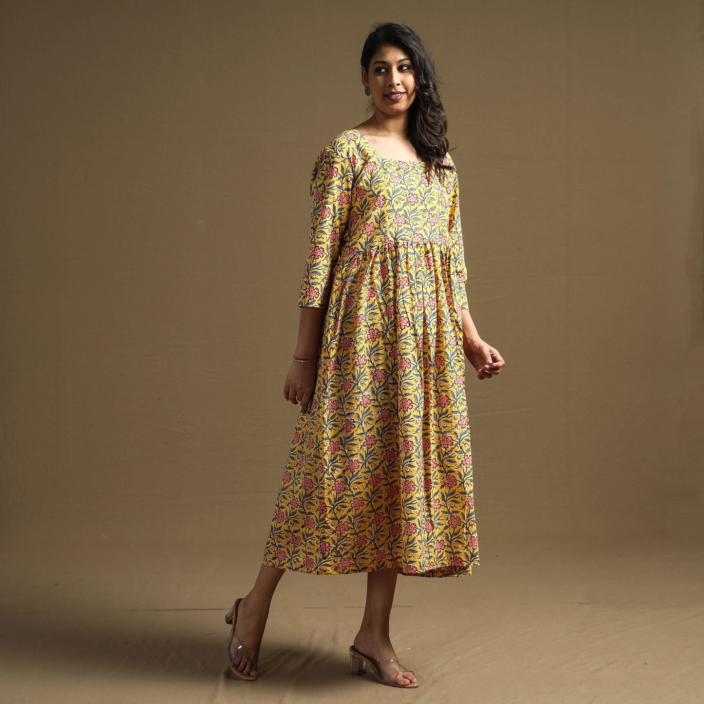 Buy Sanganeri Block Printed Cotton Flared Dress Online at iTokri.com