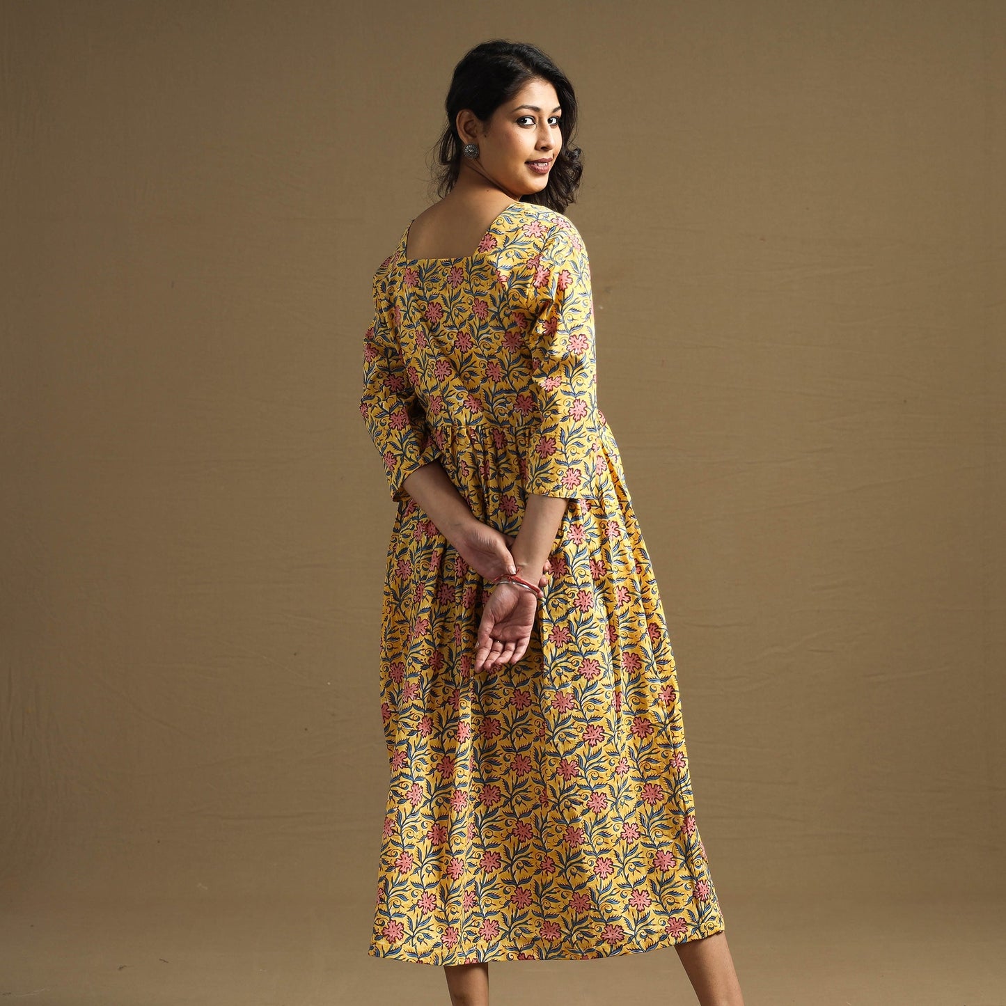 Buy Sanganeri Block Printed Cotton Flared Dress Online at iTokri.com