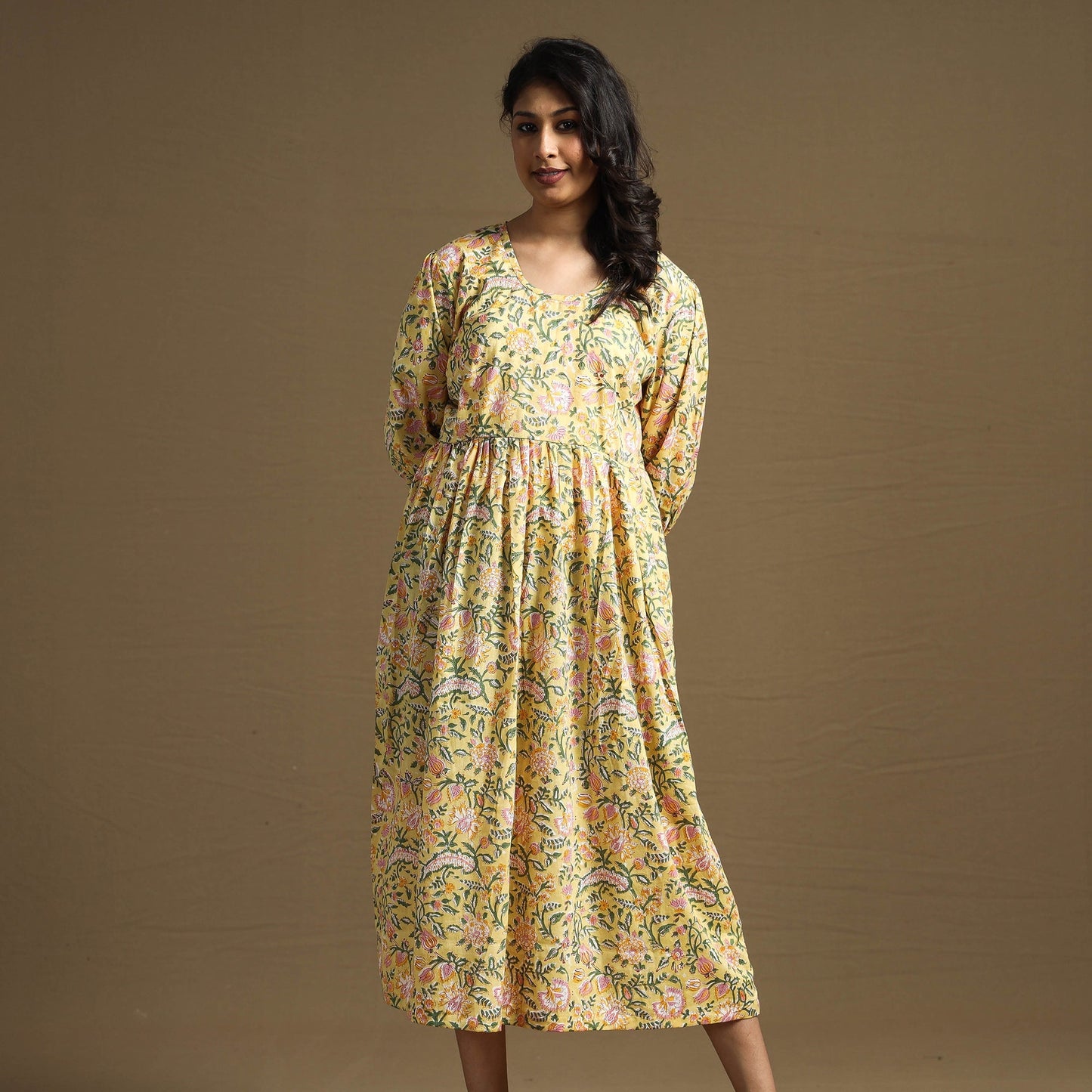 Buy Sanganeri Block Printed Cotton Flared Dress Online at iTokri.com