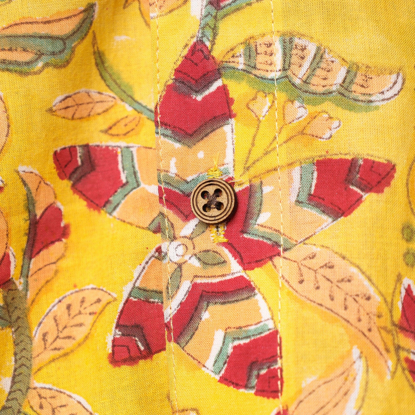 Yellow - sanganeri block printed cotton men half sleeve