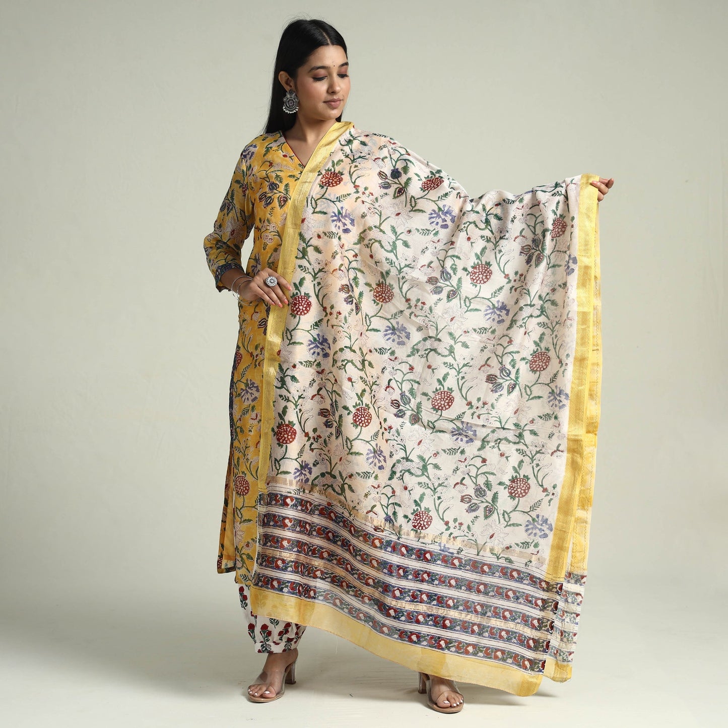 Sanganeri Kurta with Palazzo & Dupatta Set