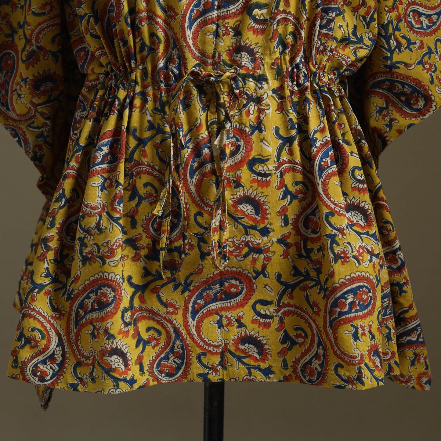 Yellow Sanganeri Block Print Cotton Kaftan (Short)
