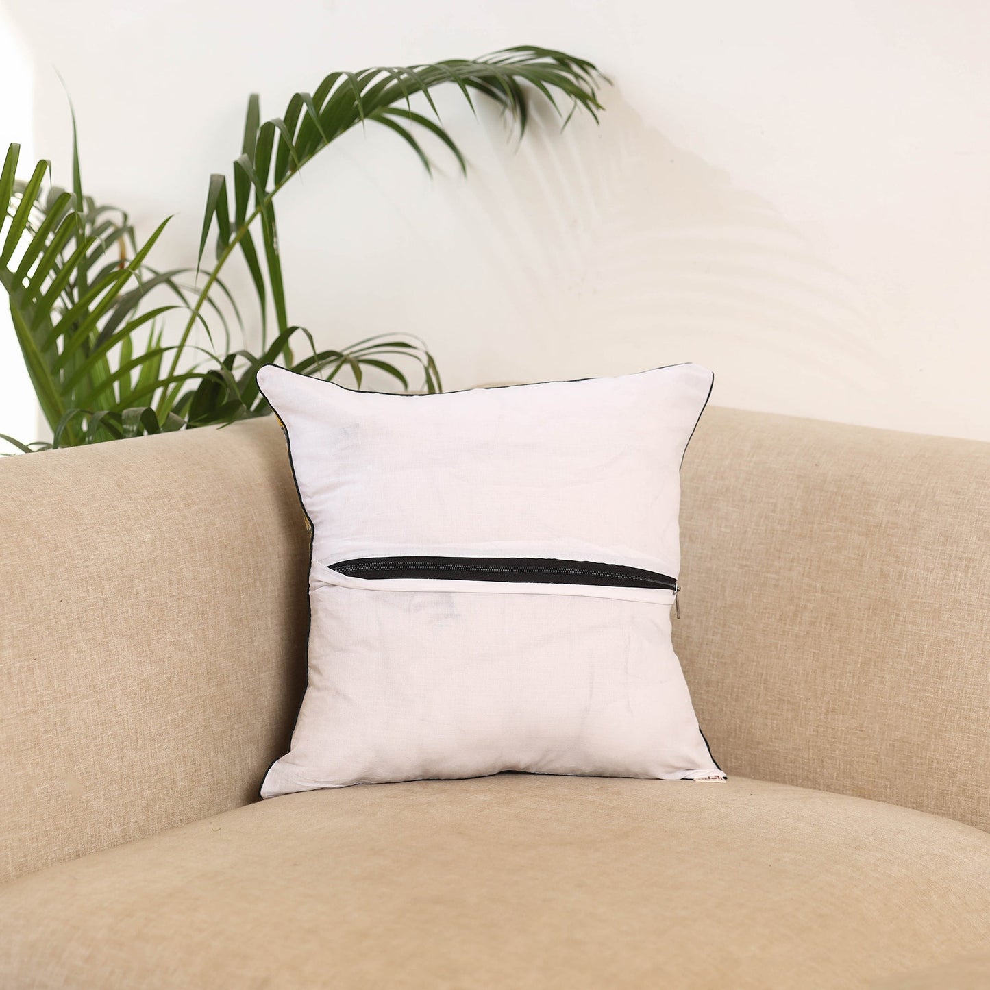 Yellow - sanganeri cushion cover 10 - handcrafted