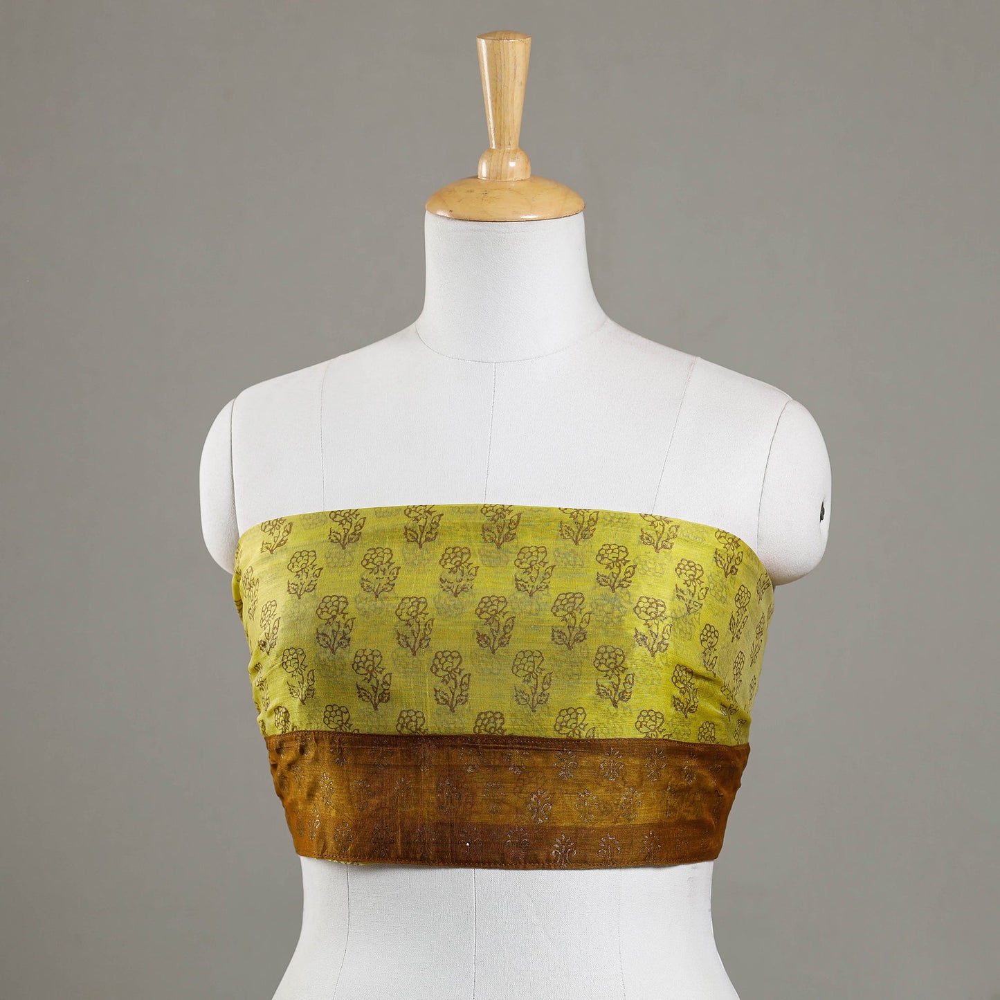 Buy Sanganeri Gold Block Printed Chanderi Silk Blouse Piece Online at iTokri.com