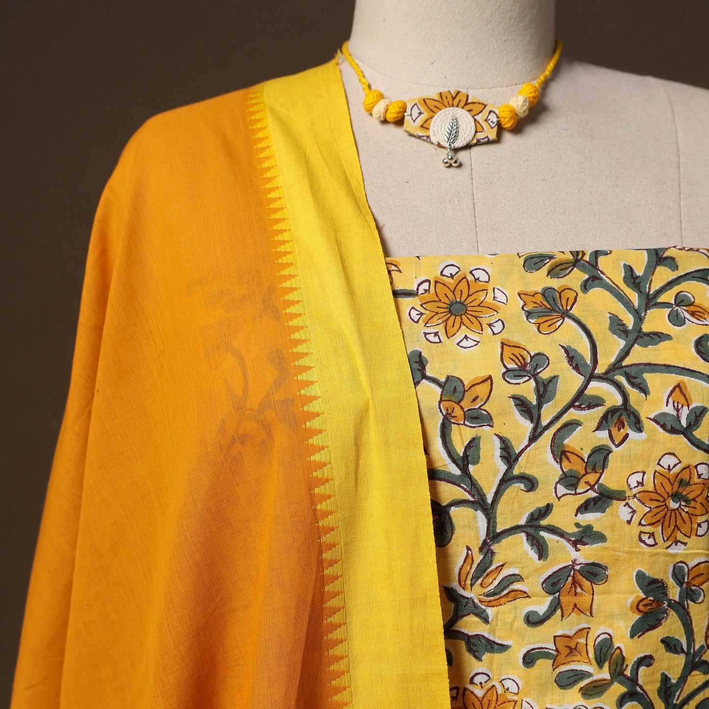 Sanganeri hand block print cotton 2pc unstitched dress