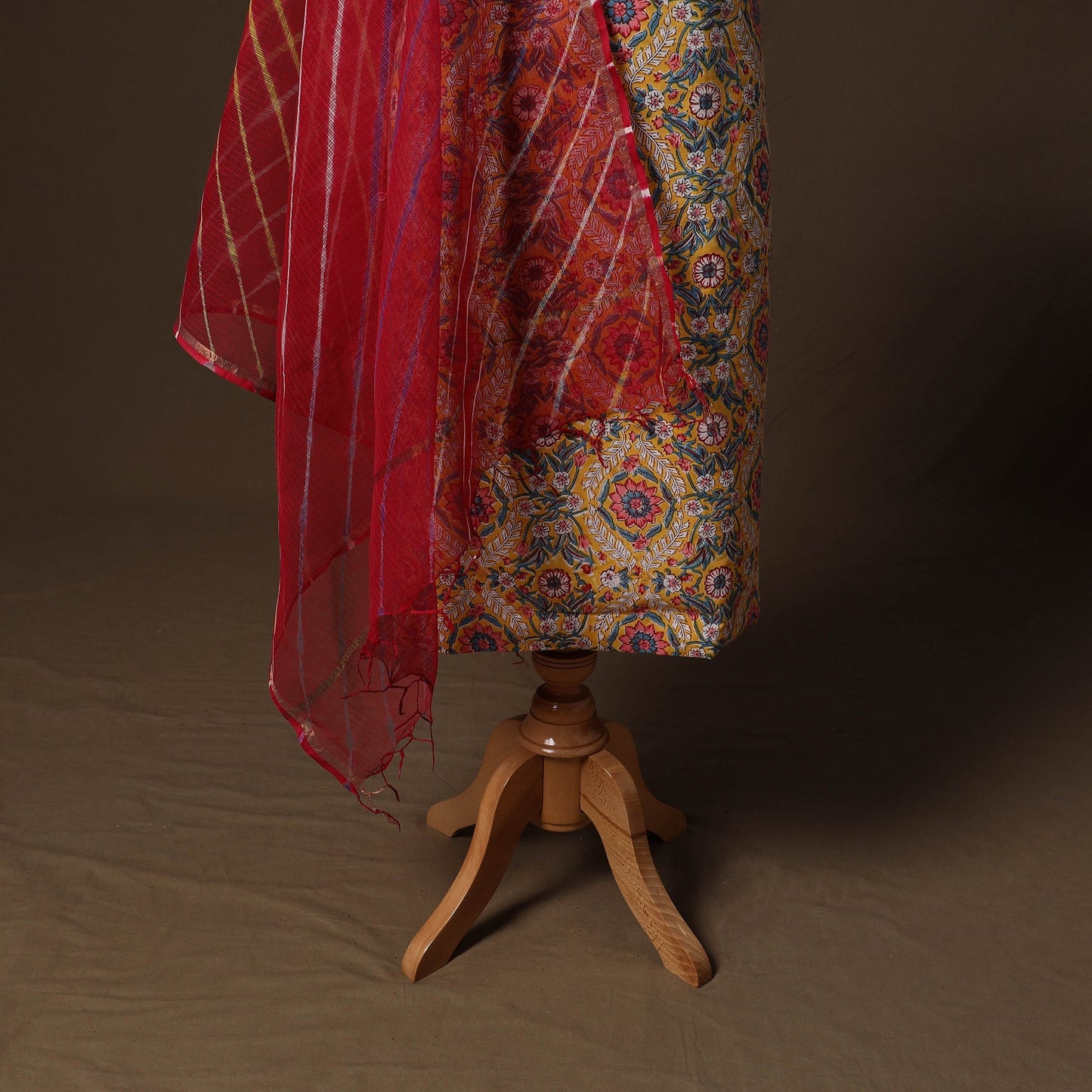 Sanganeri hand block print cotton 2pc unstitched dress
