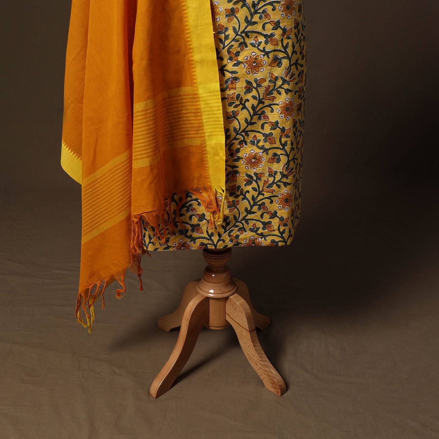 Sanganeri hand block print cotton 2pc unstitched dress