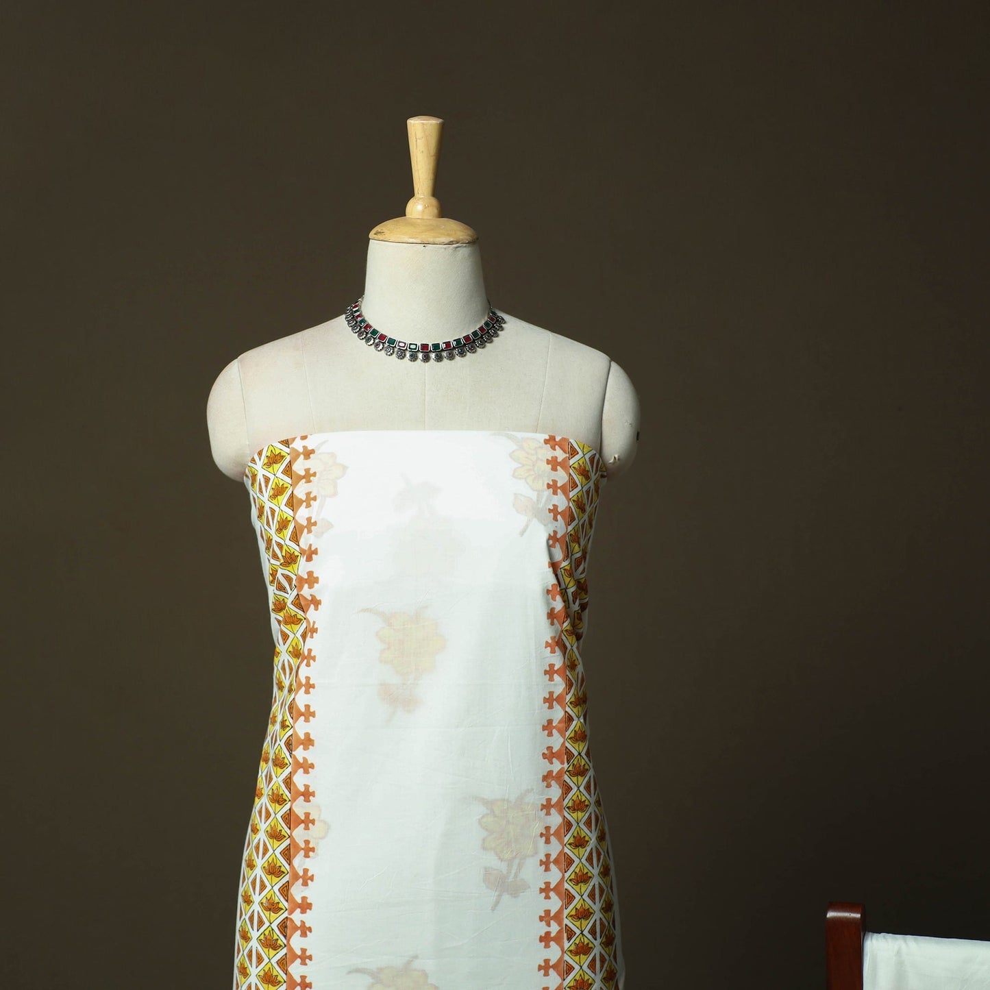 Sanganeri hand block print cotton 3pc unstitched dress