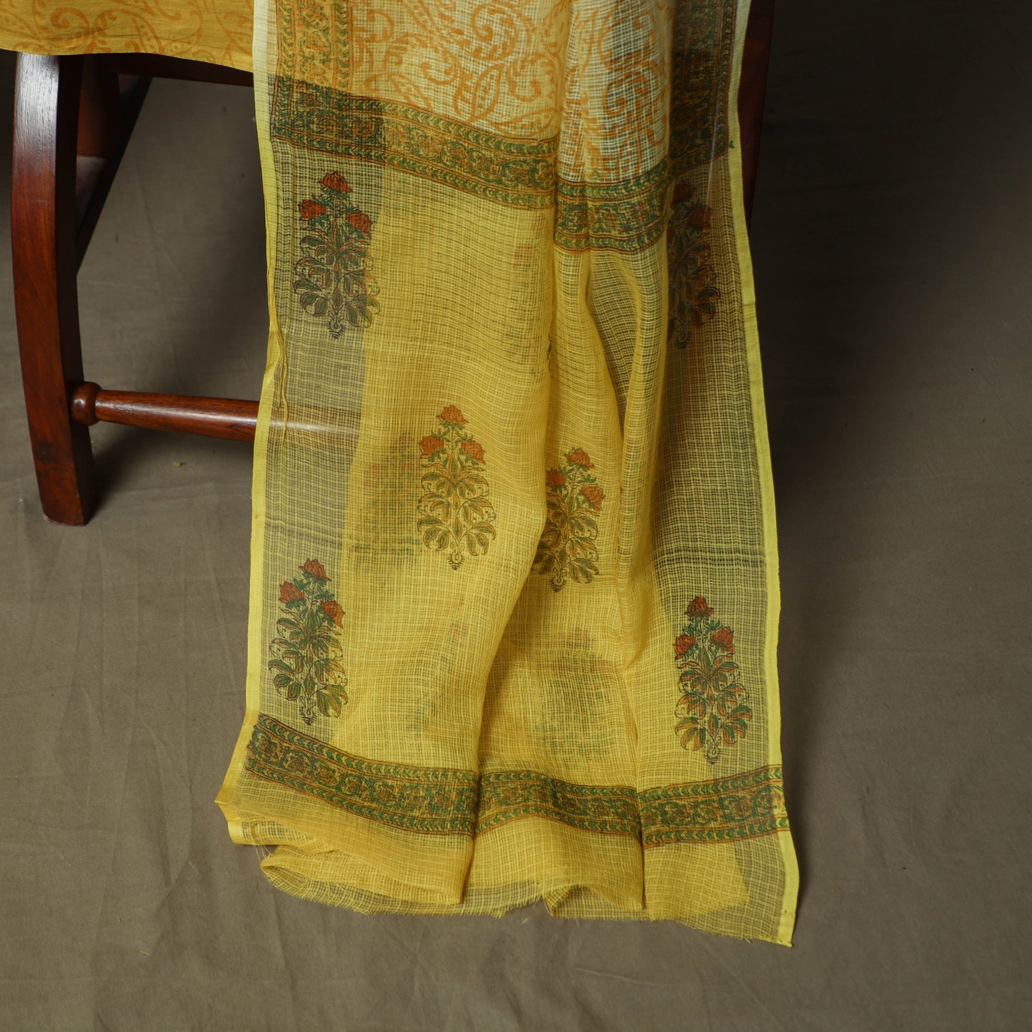 Sanganeri hand block print cotton 3pc unstitched dress
