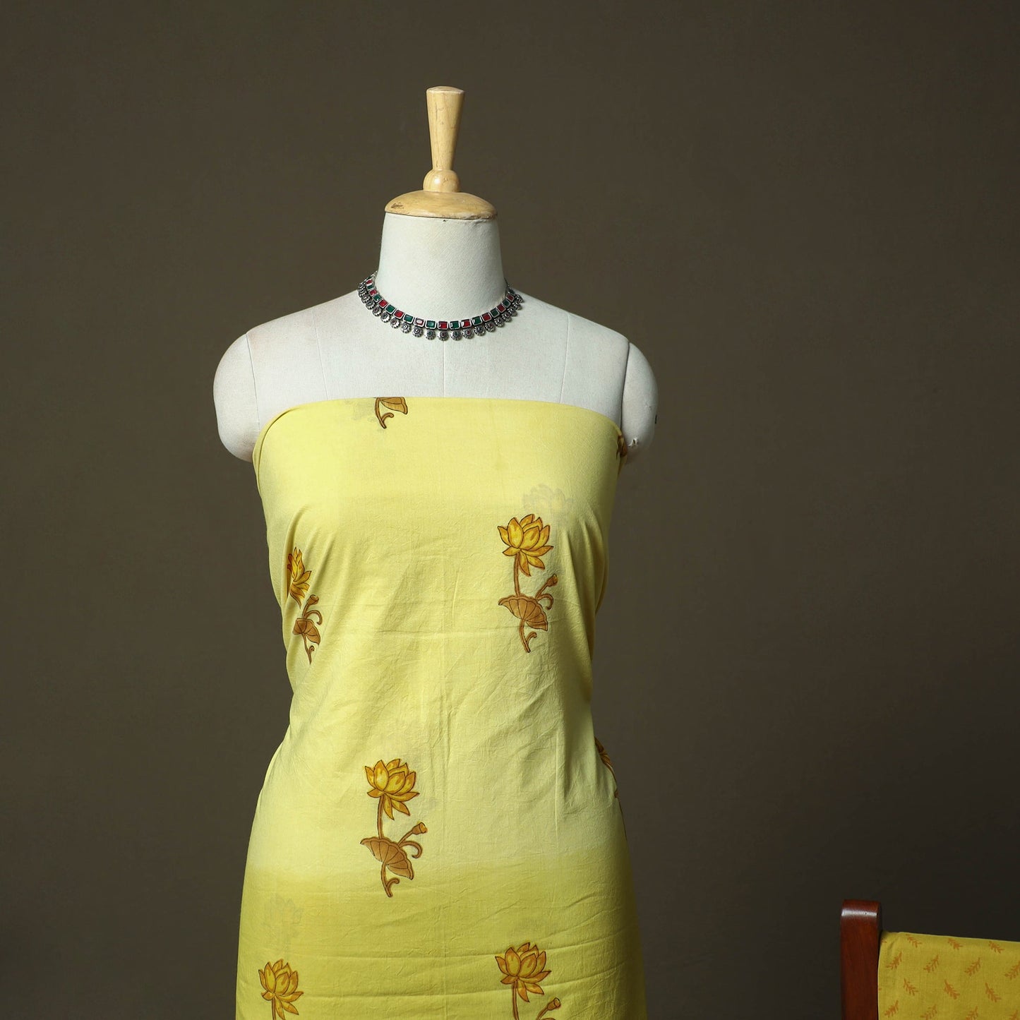 Sanganeri hand block print cotton 3pc unstitched dress
