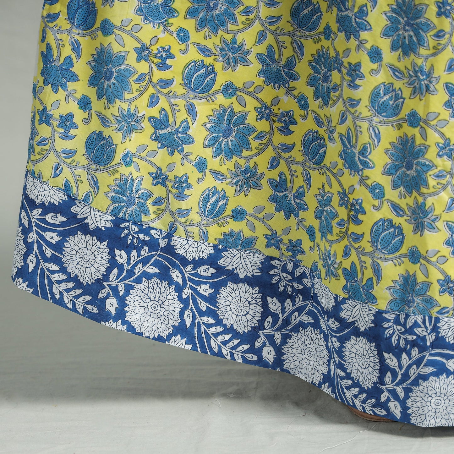 Yellow Sanganeri Block Printed Cotton Long Skirt