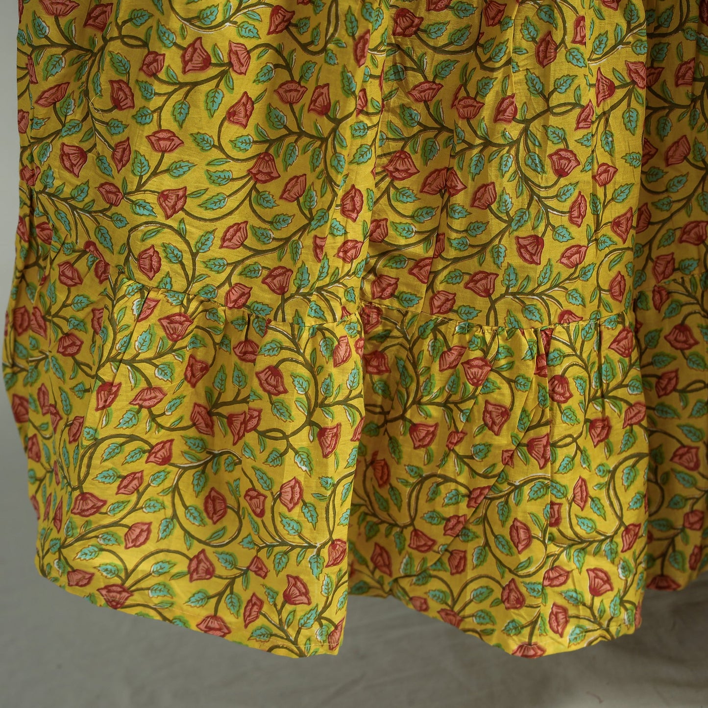 Sanganeri Block Printed Tiered Cotton Long Skirt