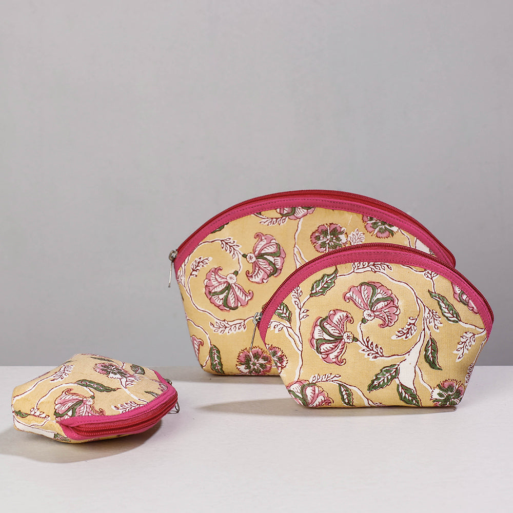 Sanganeri Block Printing Cotton Toiletry Bags