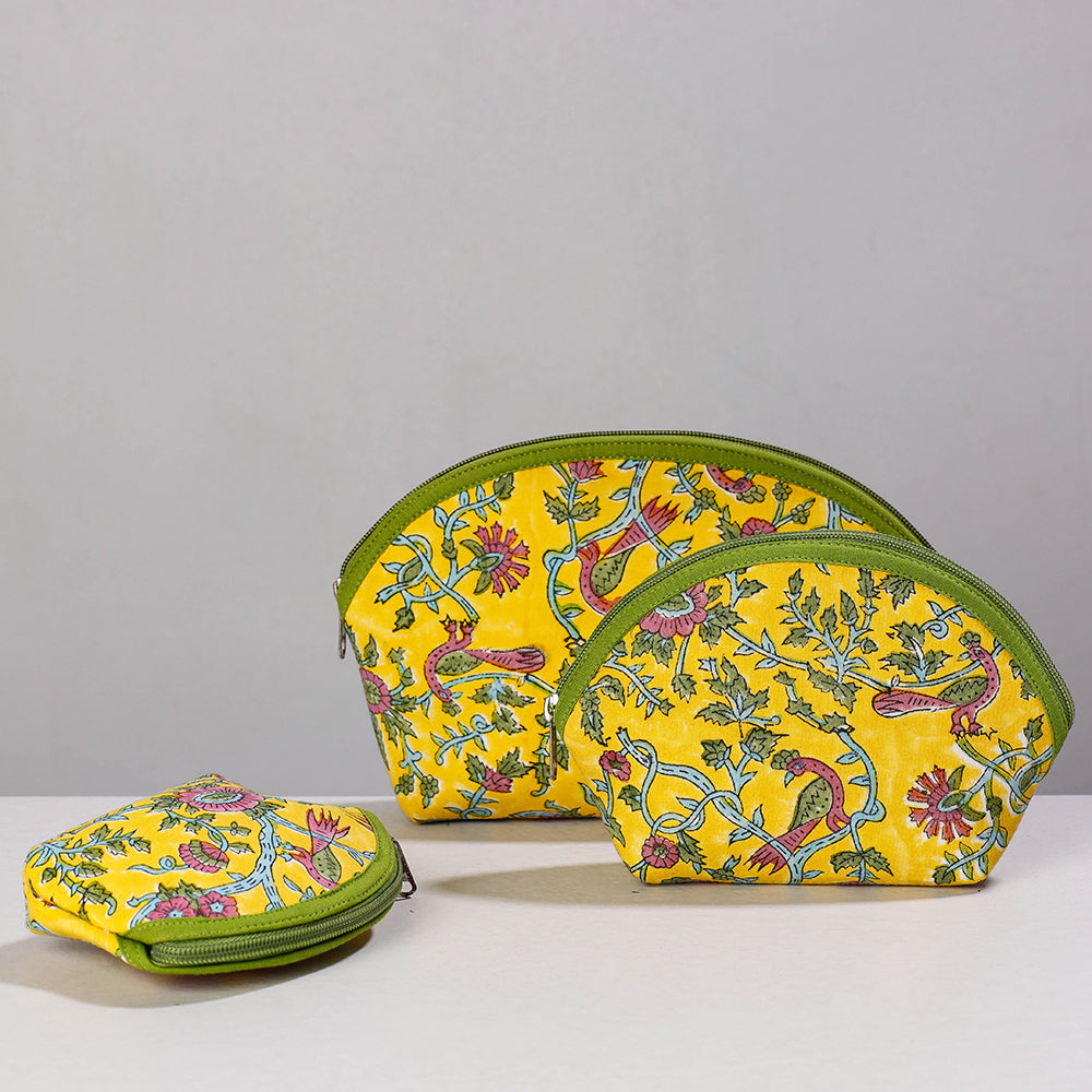 Sanganeri Block Printing Cotton Toiletry Bags