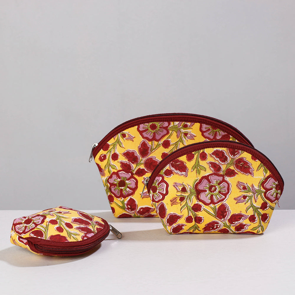 Sanganeri Block Printing Cotton Toiletry Bags