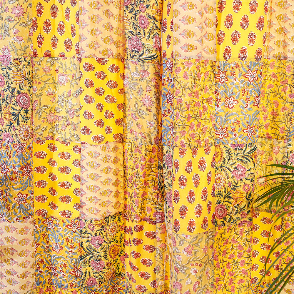 Sanganeri Block Printing Patchwork Cotton Door Curtain (7 x 3 Feet) Online at iTopkri