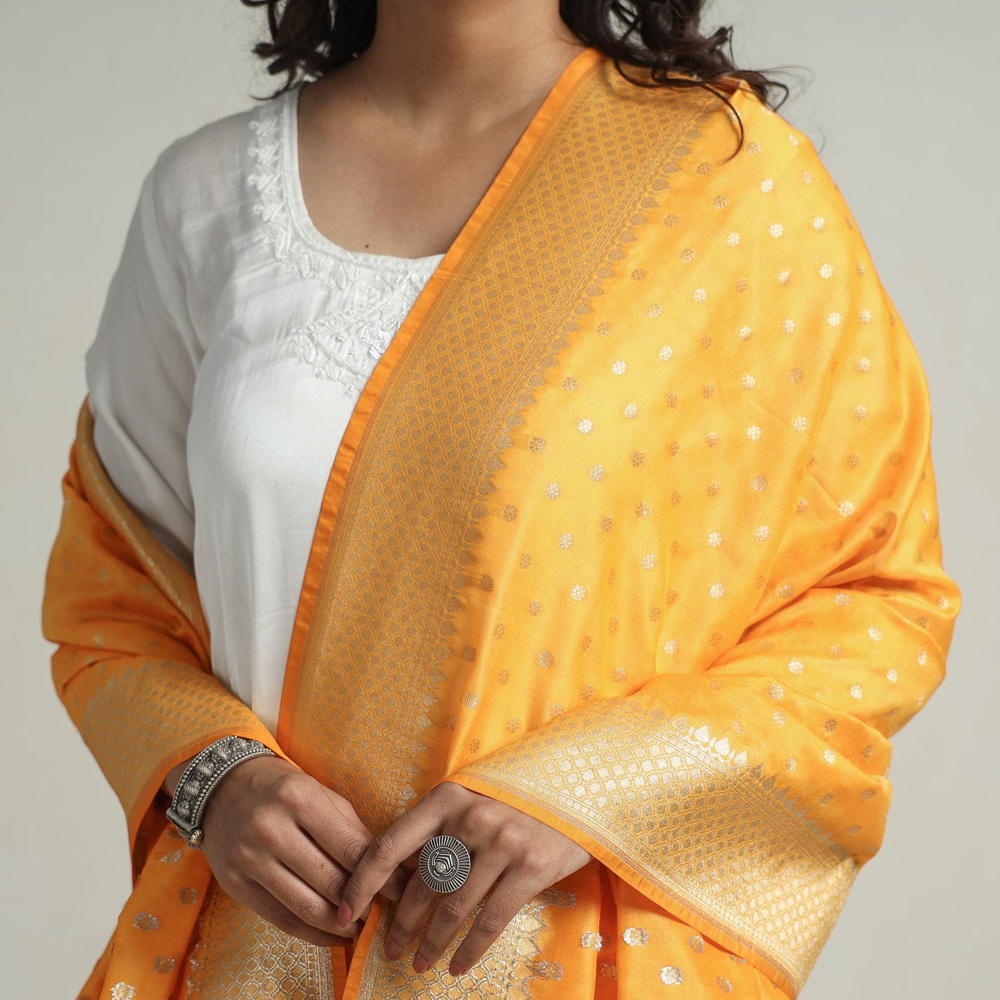 Buy Semi Silk Zari Jaal Banarasi Dupatta