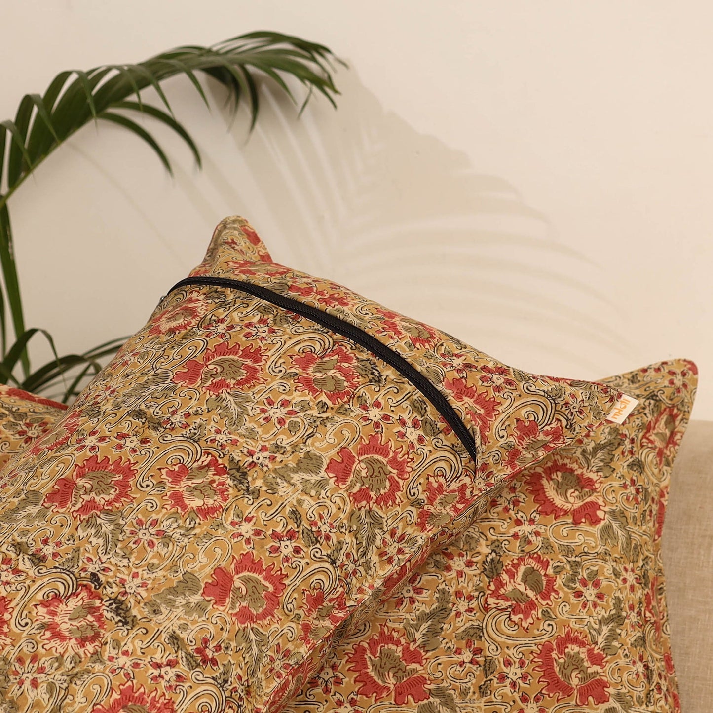 Yellow - set of 2 kalamkari hand pillow covers 32