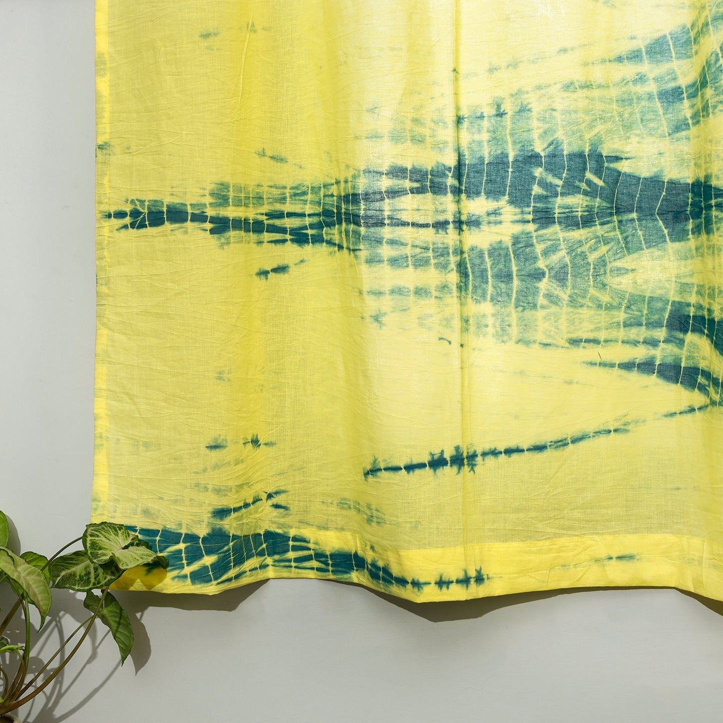 Yellow - shibori tie-dye cotton window curtain (5 x 3 feet)