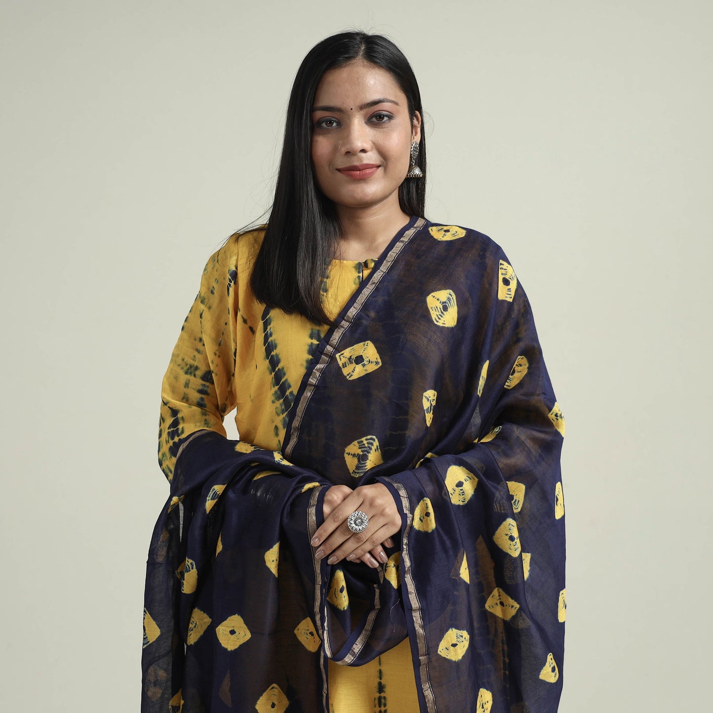 Shibori Tye-Dye Kurta with Palazzo & Dupatta Set