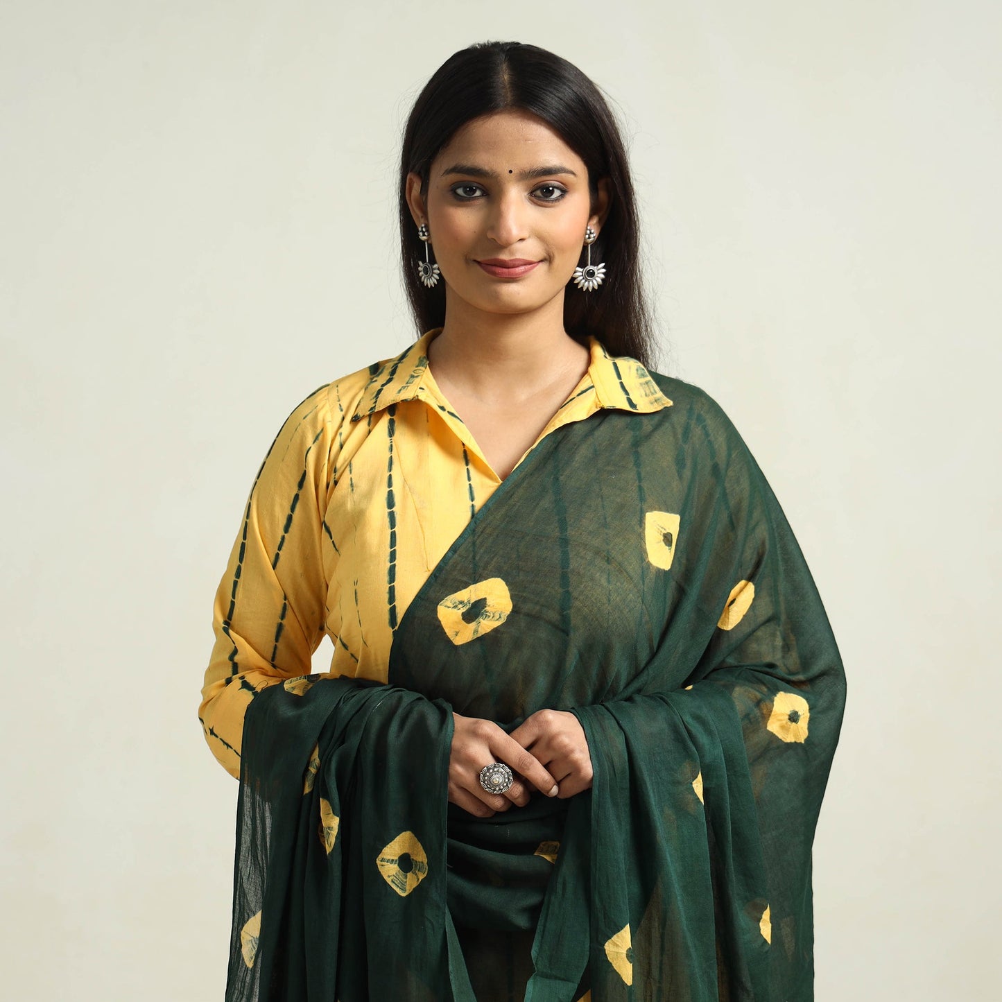Shibori Kurta with Palazzo & Dupatta Set