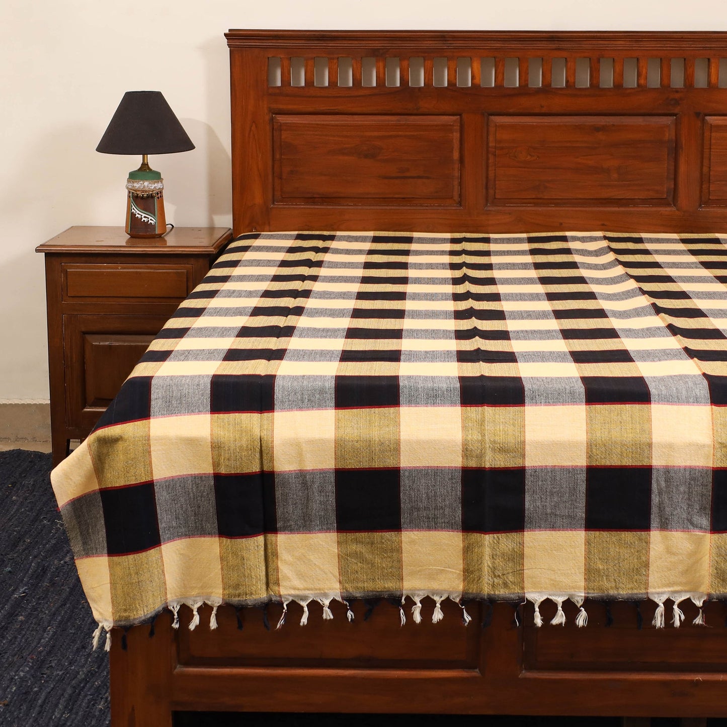 Yellow - single handloom cotton bed sheet (90 x 60 in) 81