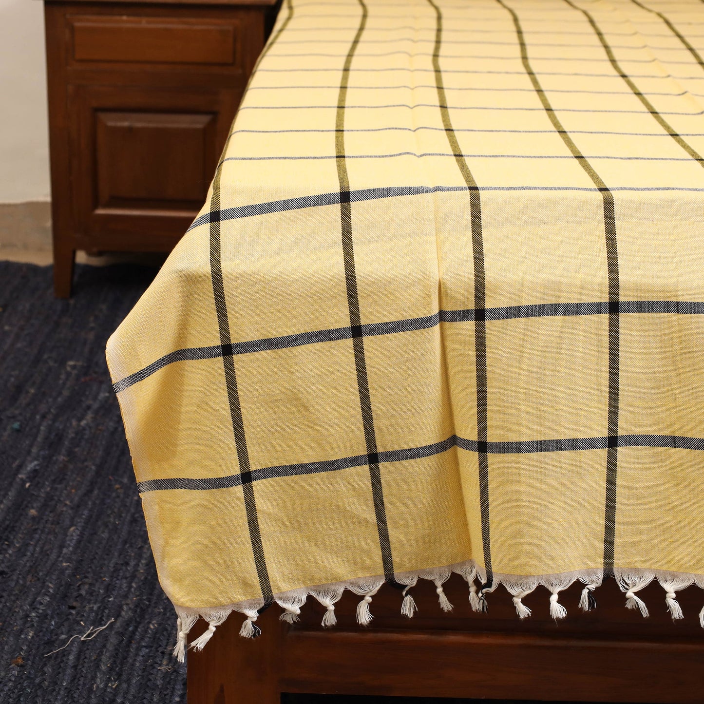Yellow - single handloom cotton bed sheet (90 x 60 in) 90